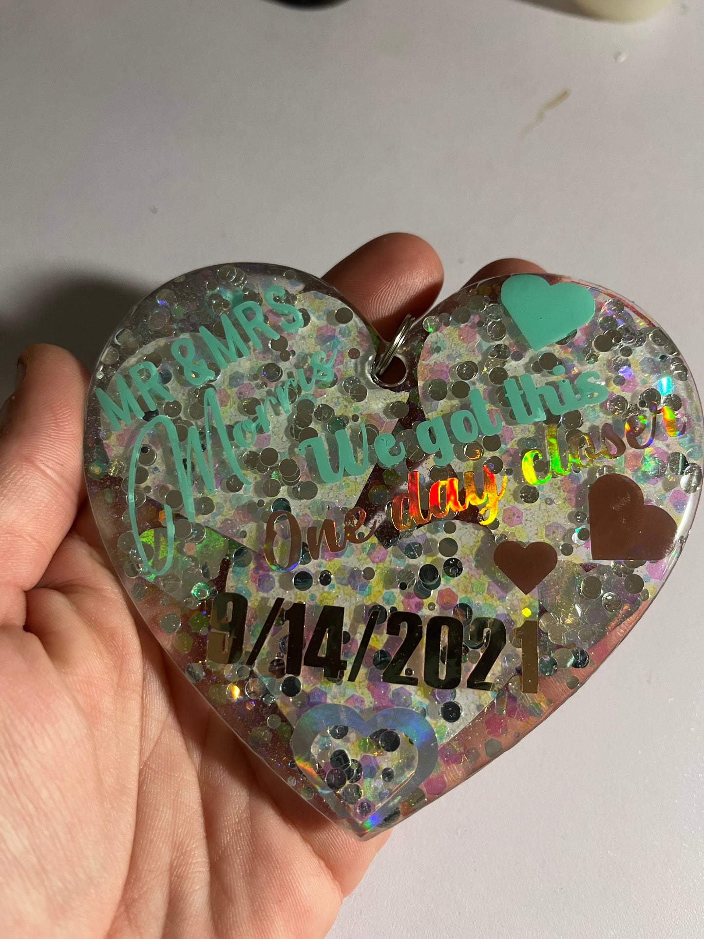 Heart shaped acrylic customized photo kechain